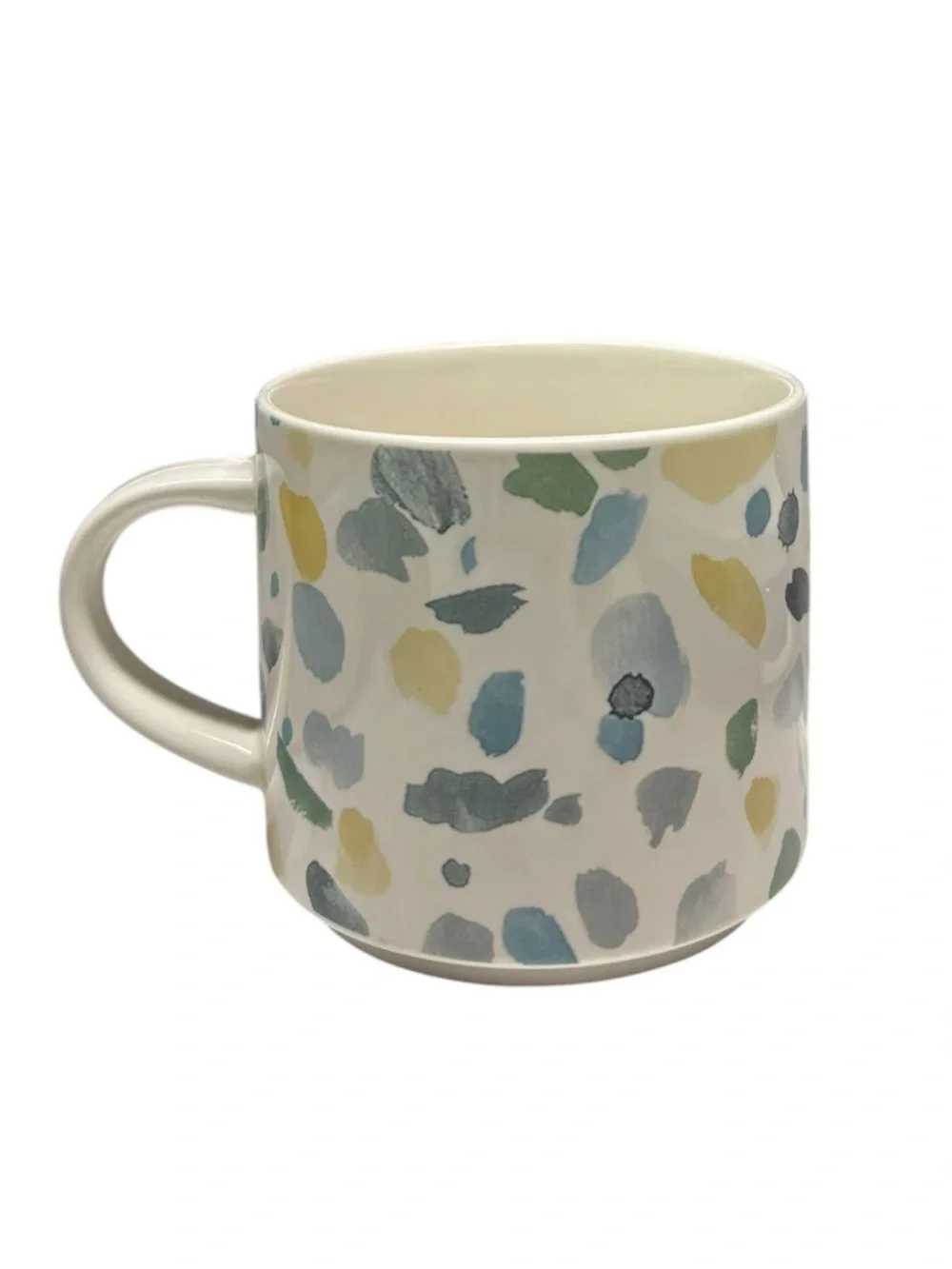 Pottery Barn Rebecca Atwood HAPPY Stoneware Mug Coffee Tea Cup Watercolor
